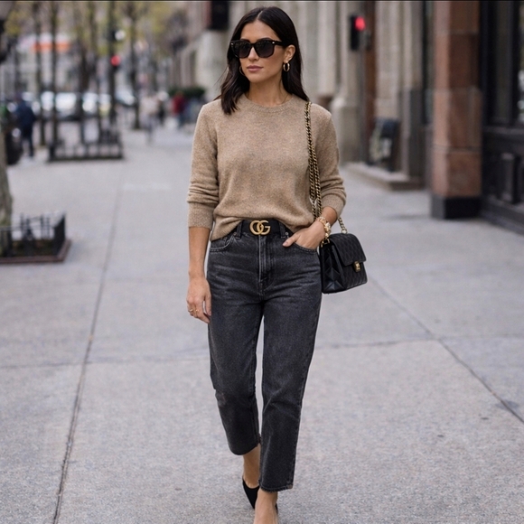 Charter Club Sweaters - Cashmere soft crew neck pullover heathered camel ribbed cuffs & hem euc Large